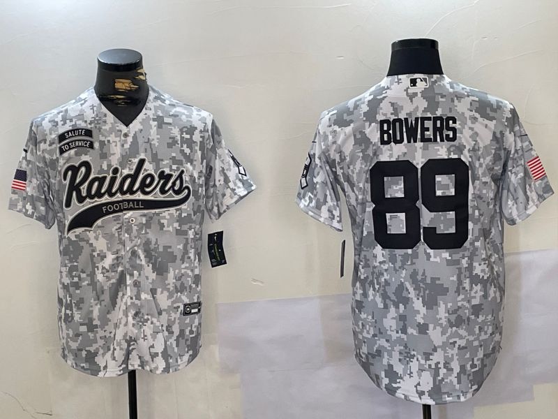 Men Oakland Raiders #89 Bowers Nike Arctic Camo 2024 Salute to Service Limited NFL Jersey style 4->oakland raiders->NFL Jersey